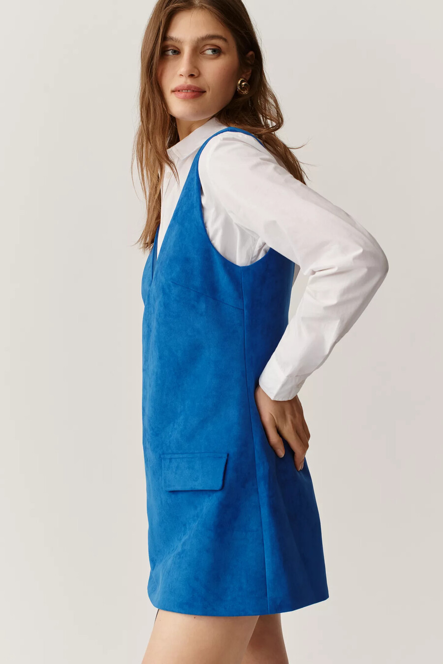 mare mare ärmlös playsuit i mockaimitation med v-ringning