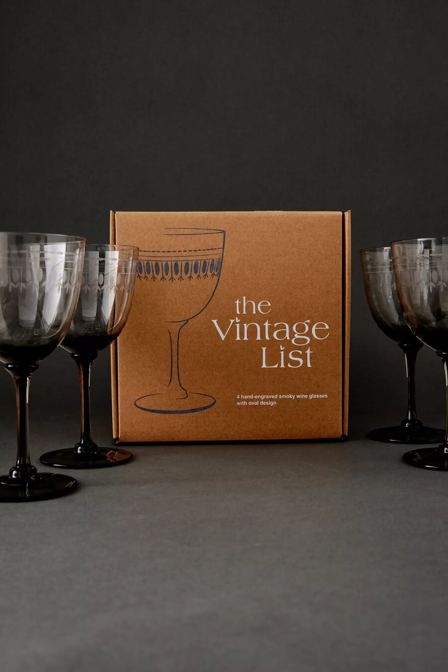 tonade vinglas i vintagestil set om 4