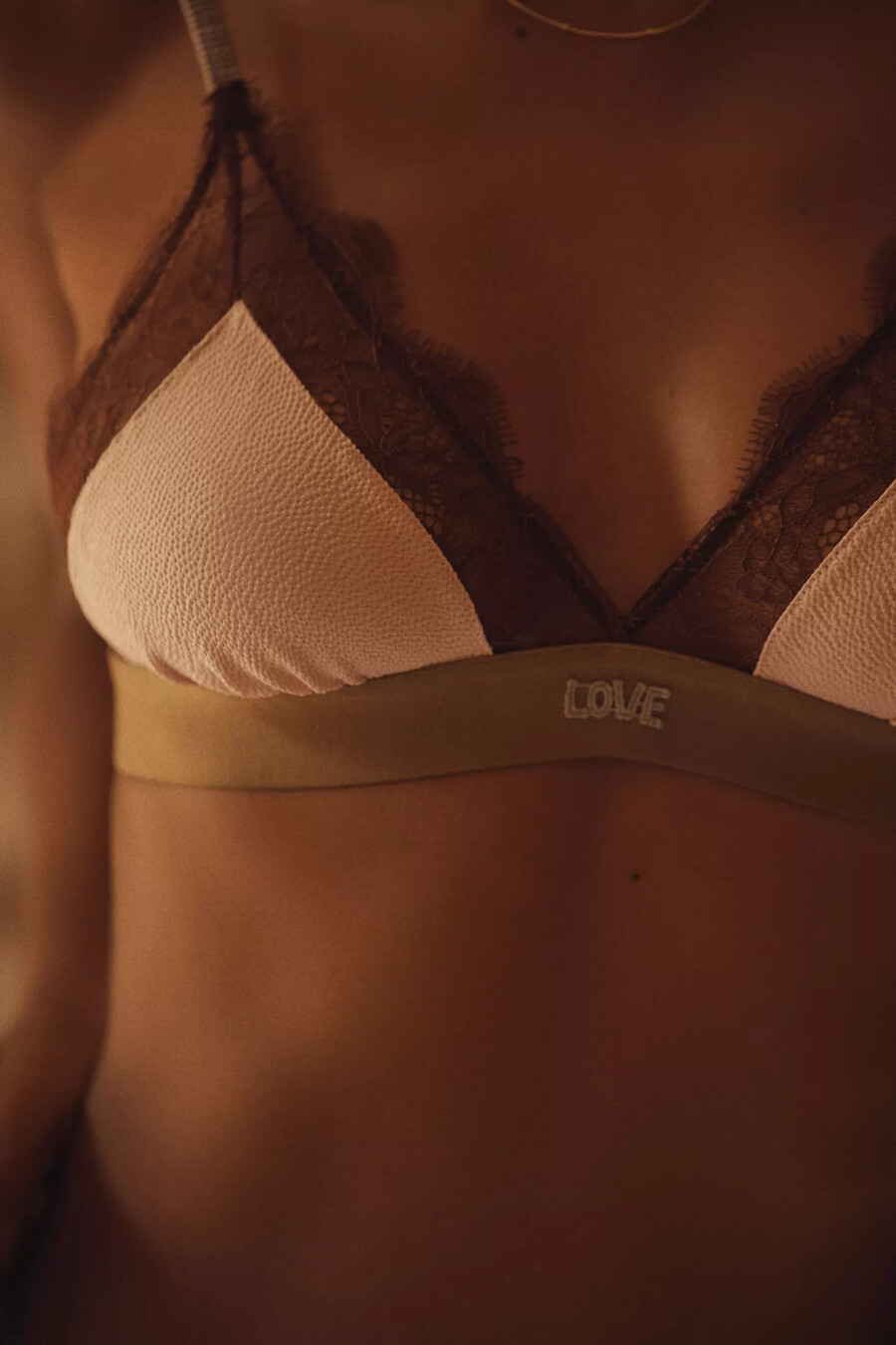 love stories love lace triangle bralette