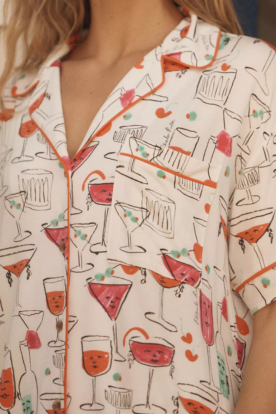 briar piped pyjamas shirt kortärmad utgåva