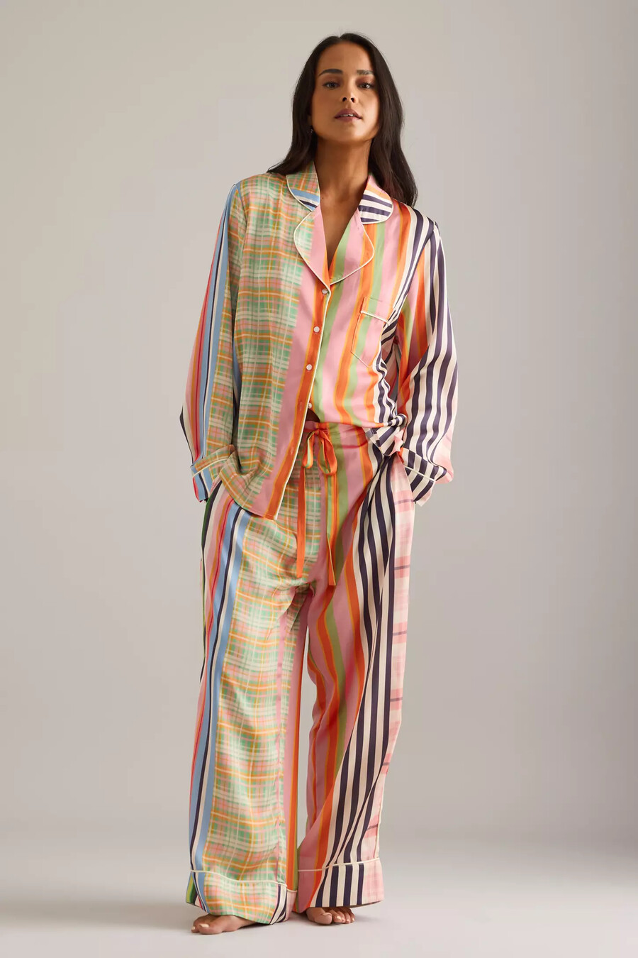 karen mabon rutig randig lång pyjamasset