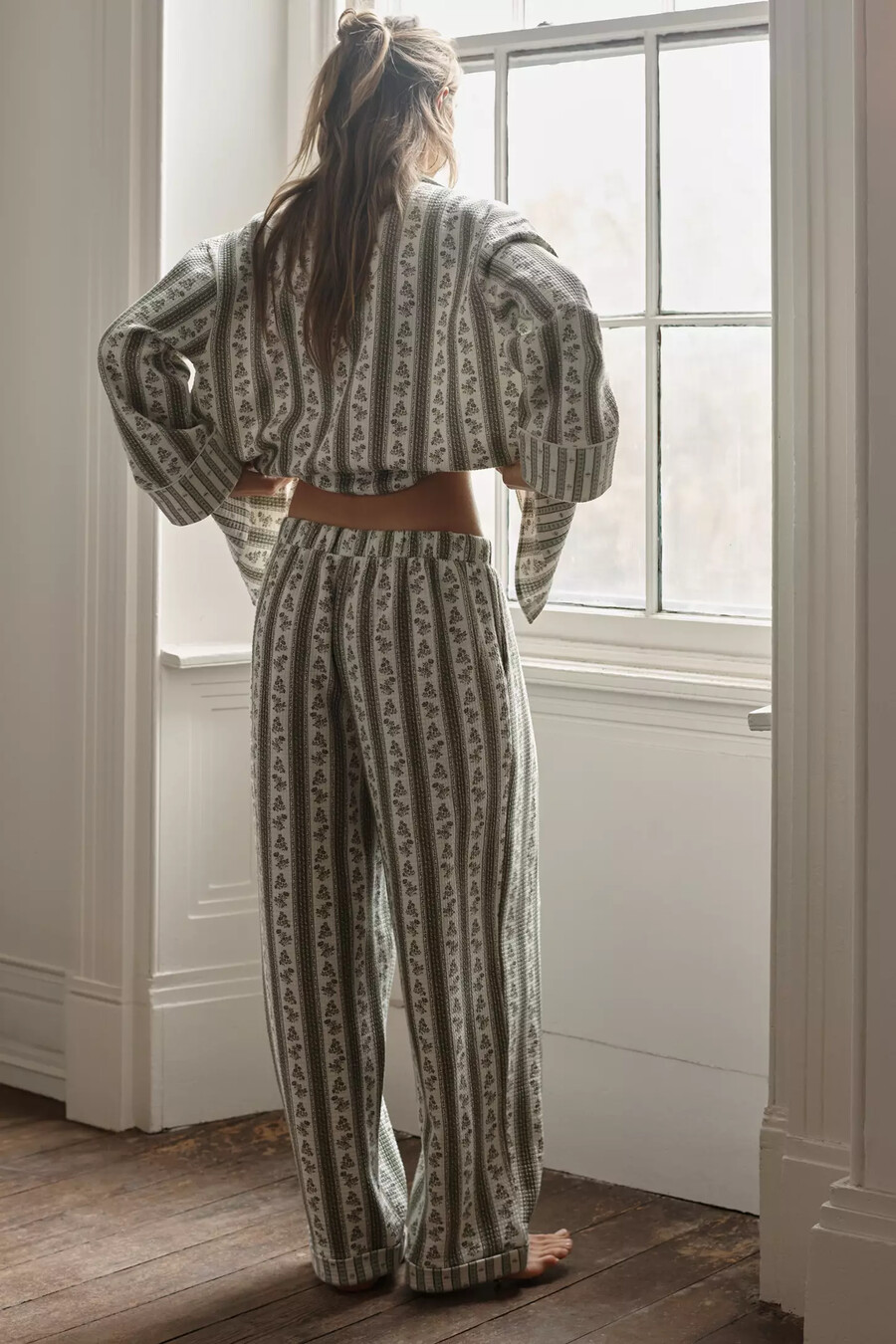 lyrebird mönstrade quiltade jogger pyjamasbyxor