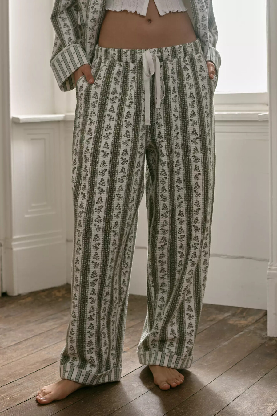 lyrebird mönstrade quiltade jogger pyjamasbyxor