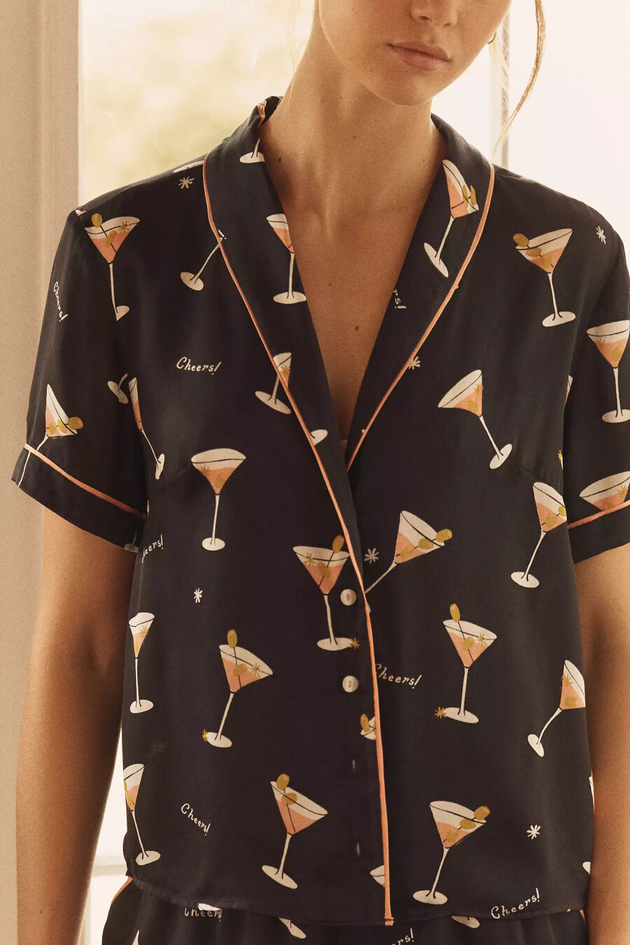 silkeslen mönstrad pyjamastopp från anthropologie