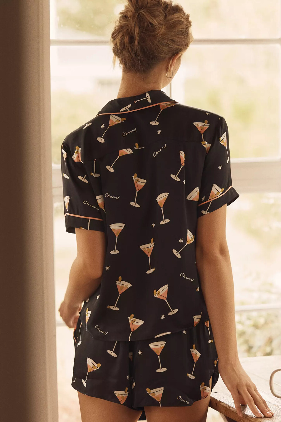 silkeslen mönstrad pyjamastopp från anthropologie