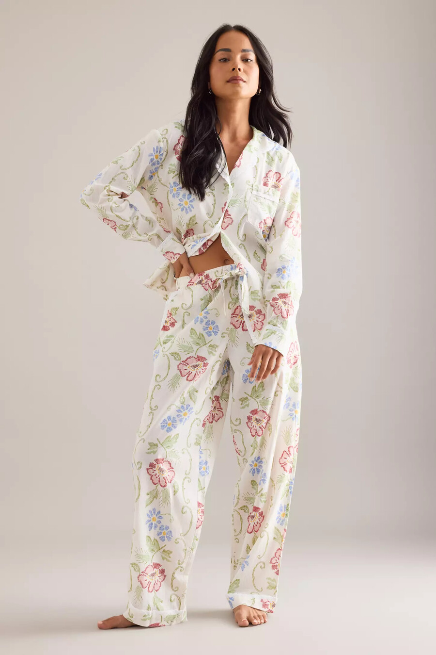 desmond dempsey blommig lång pyjamas set