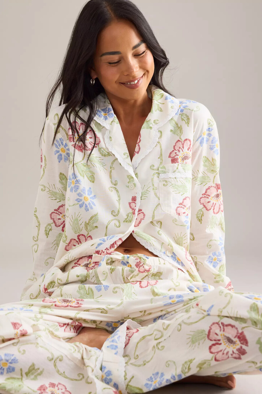desmond dempsey blommig lång pyjamas set