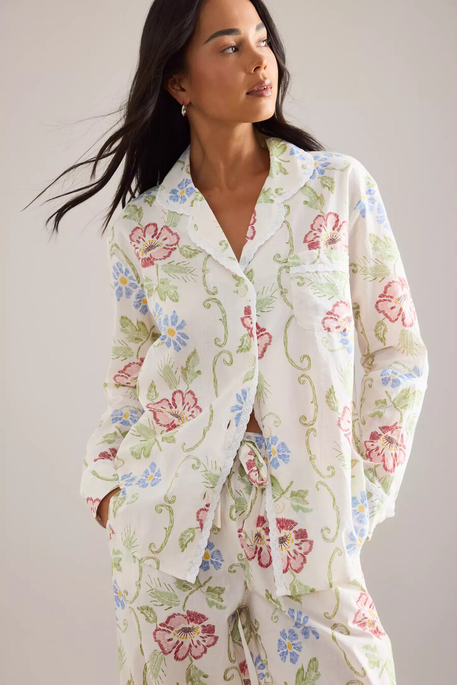 desmond dempsey blommig lång pyjamas set