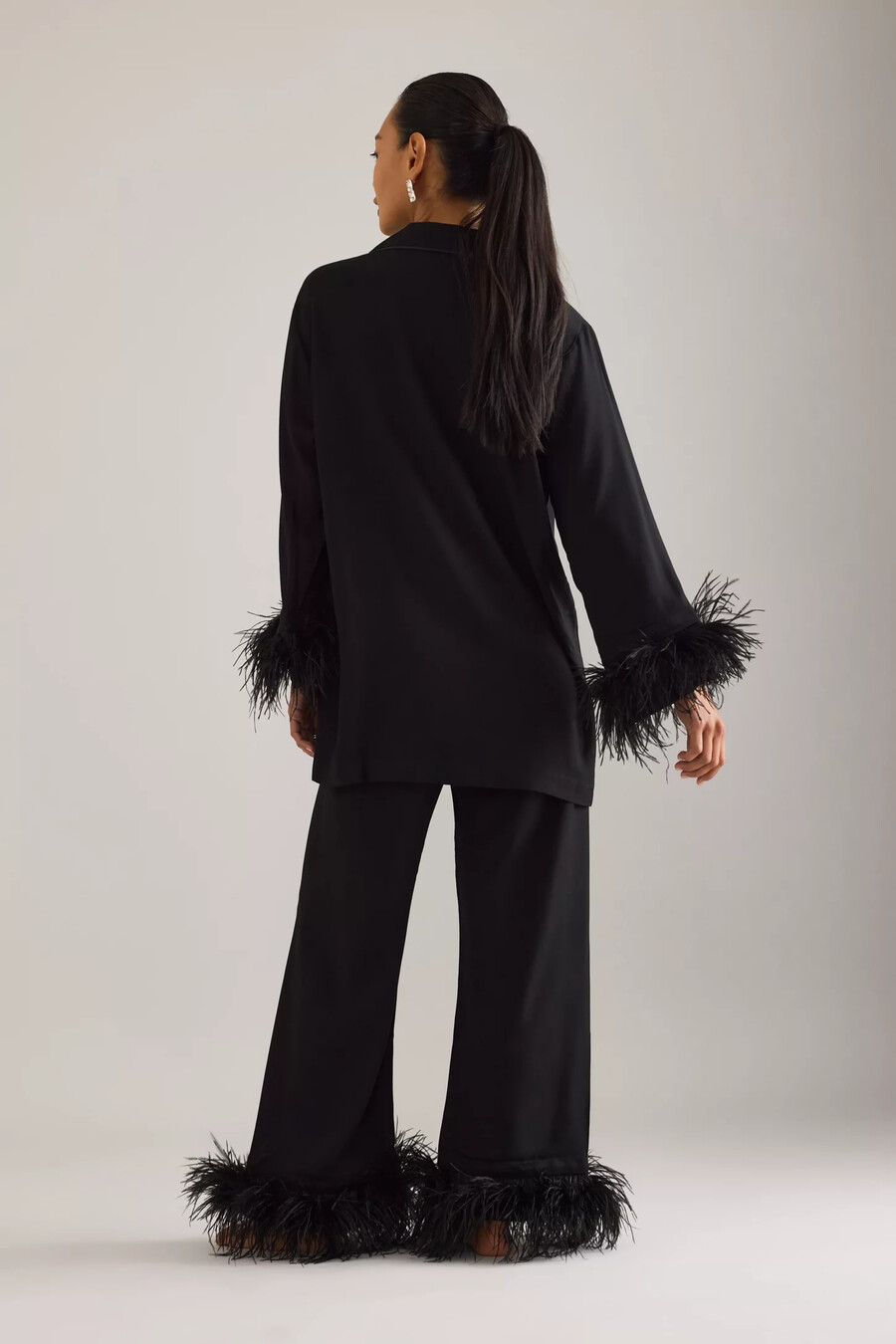 sleeper party feather long pyjamas set