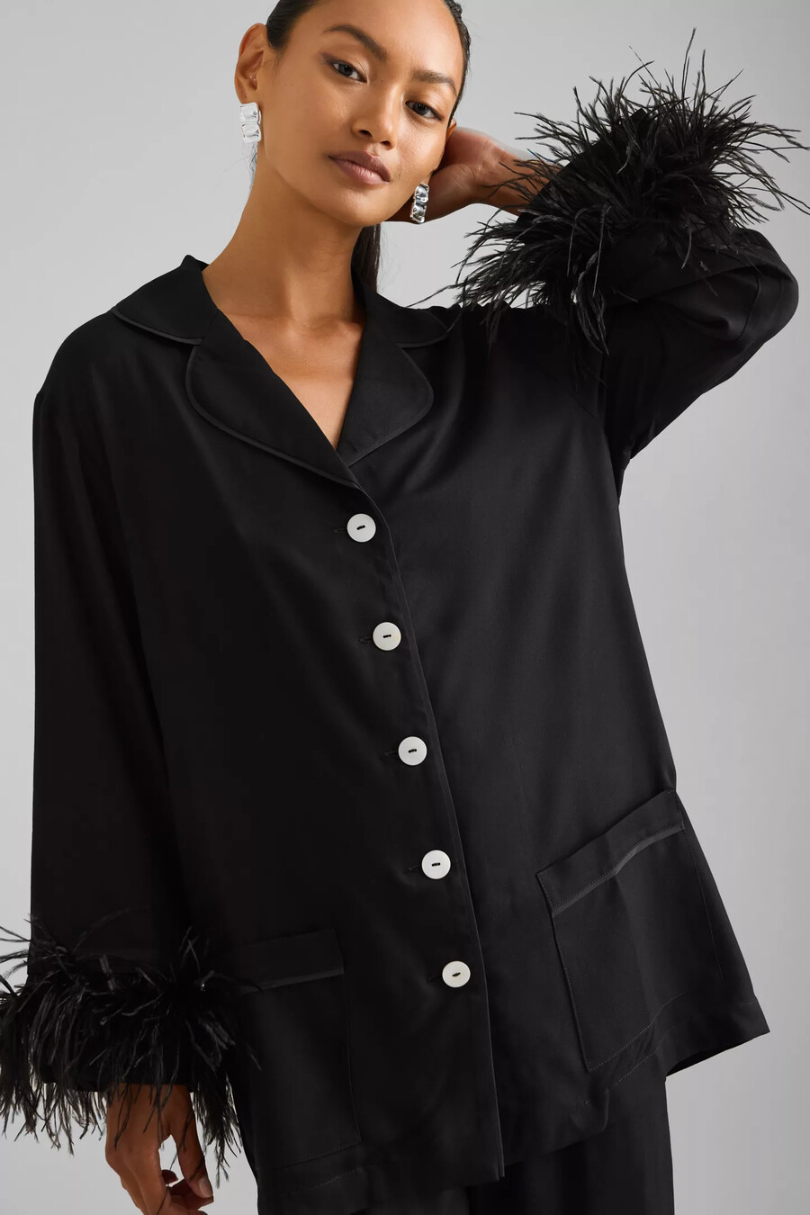 sleeper party feather long pyjamas set