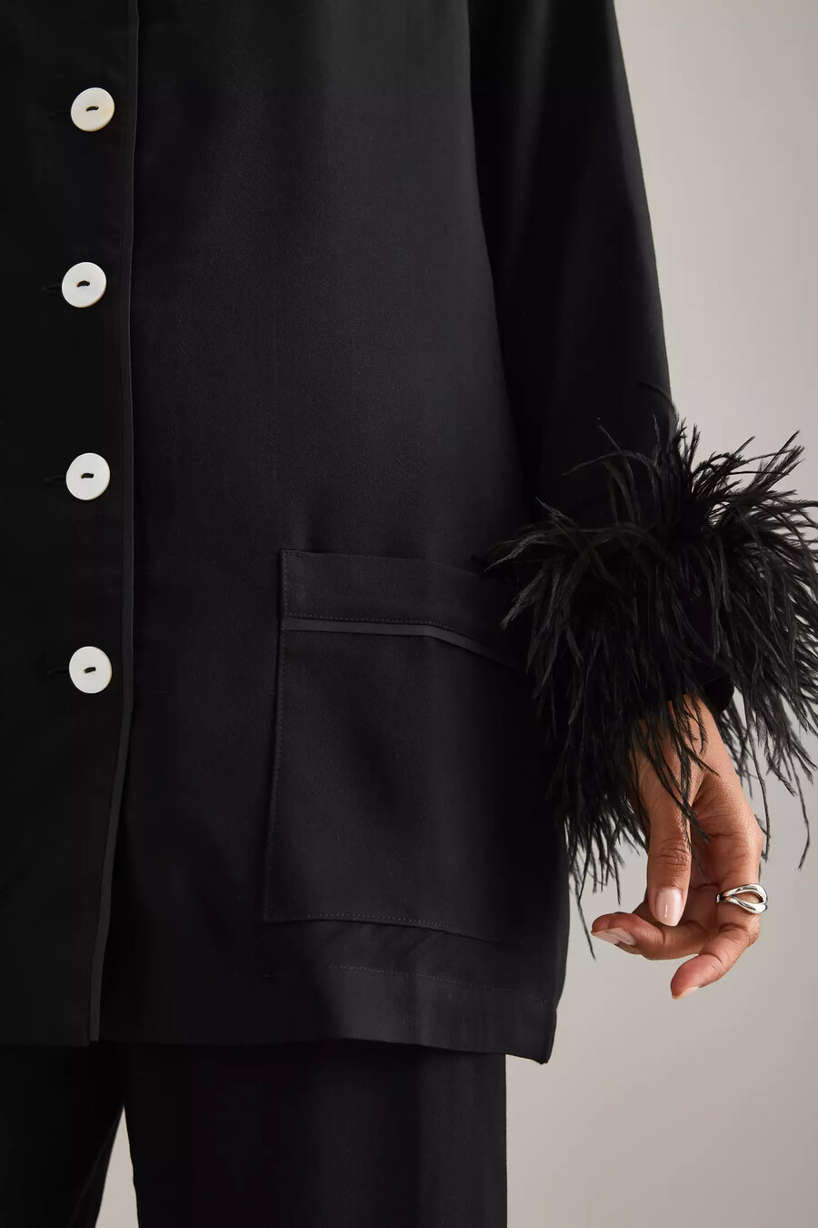 sleeper party feather long pyjamas set