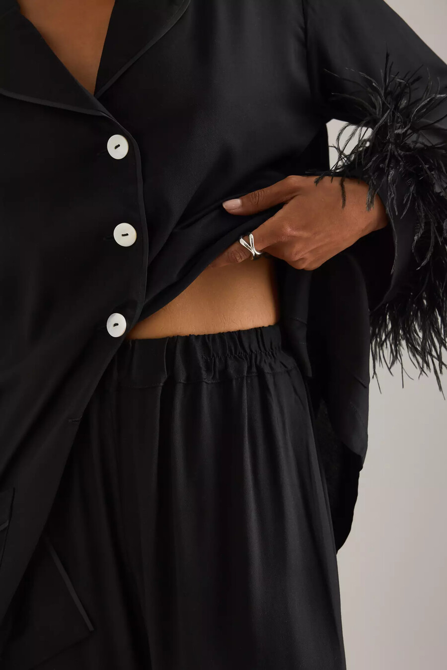 sleeper party feather long pyjamas set