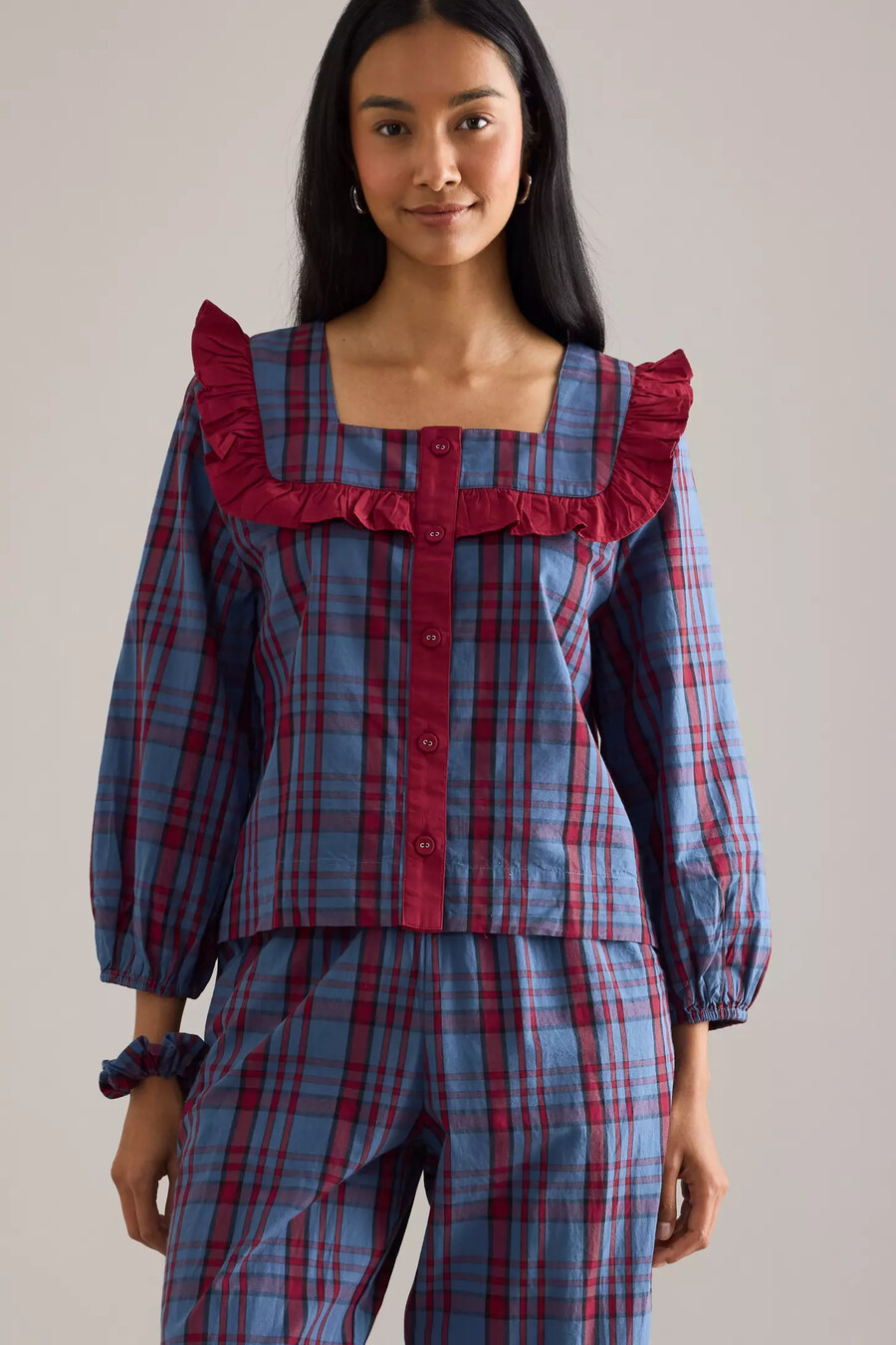 tbco tartan ruffle pyjamas set