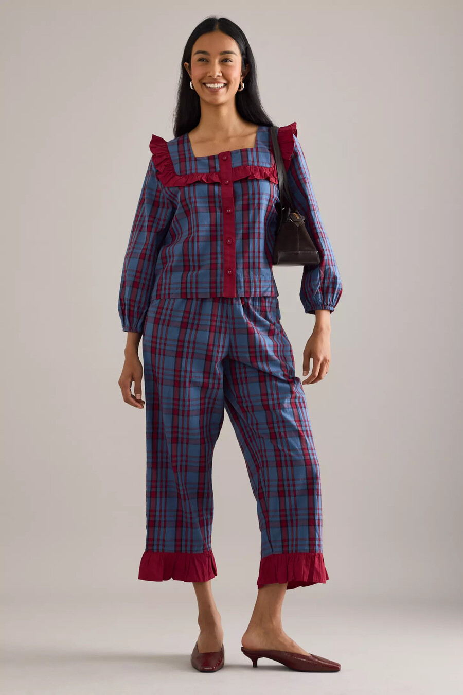 tbco tartan ruffle pyjamas set