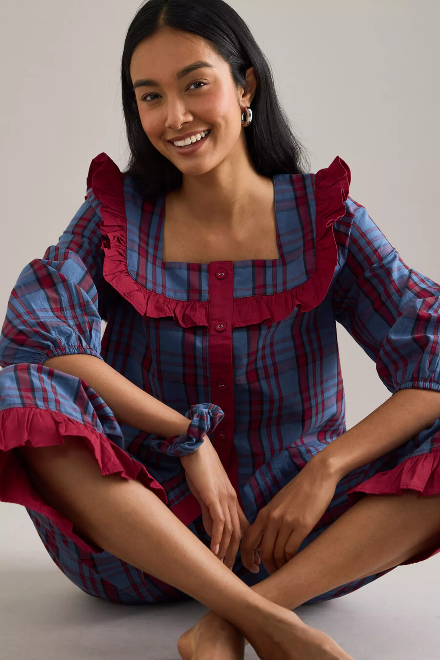 tbco tartan ruffle pyjamas set