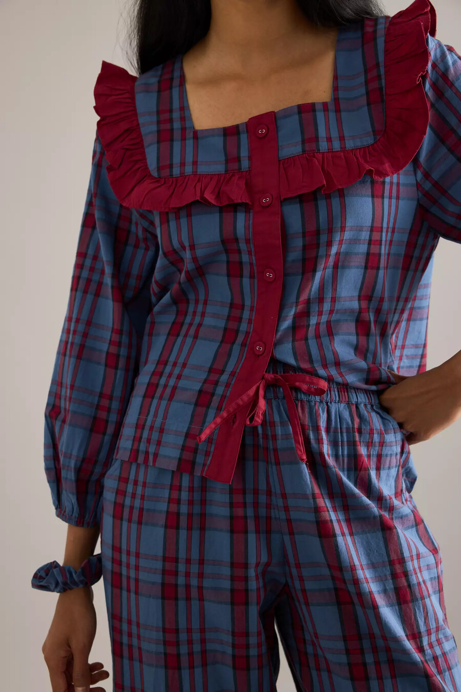 tbco tartan ruffle pyjamas set