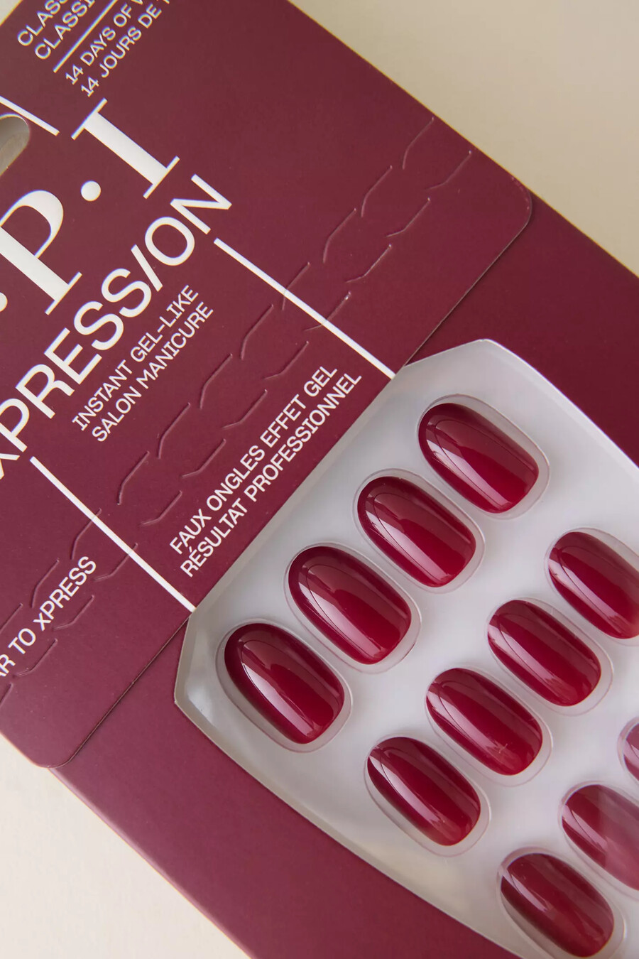 opi xpresson press-on nails gel-like salong manikyr - malaga wine