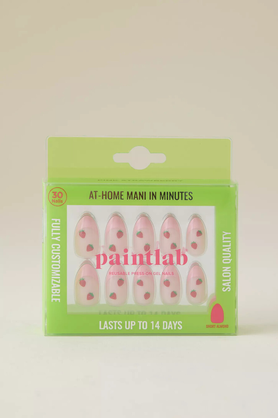 paintlab rosa jordgubb press-on naglar
