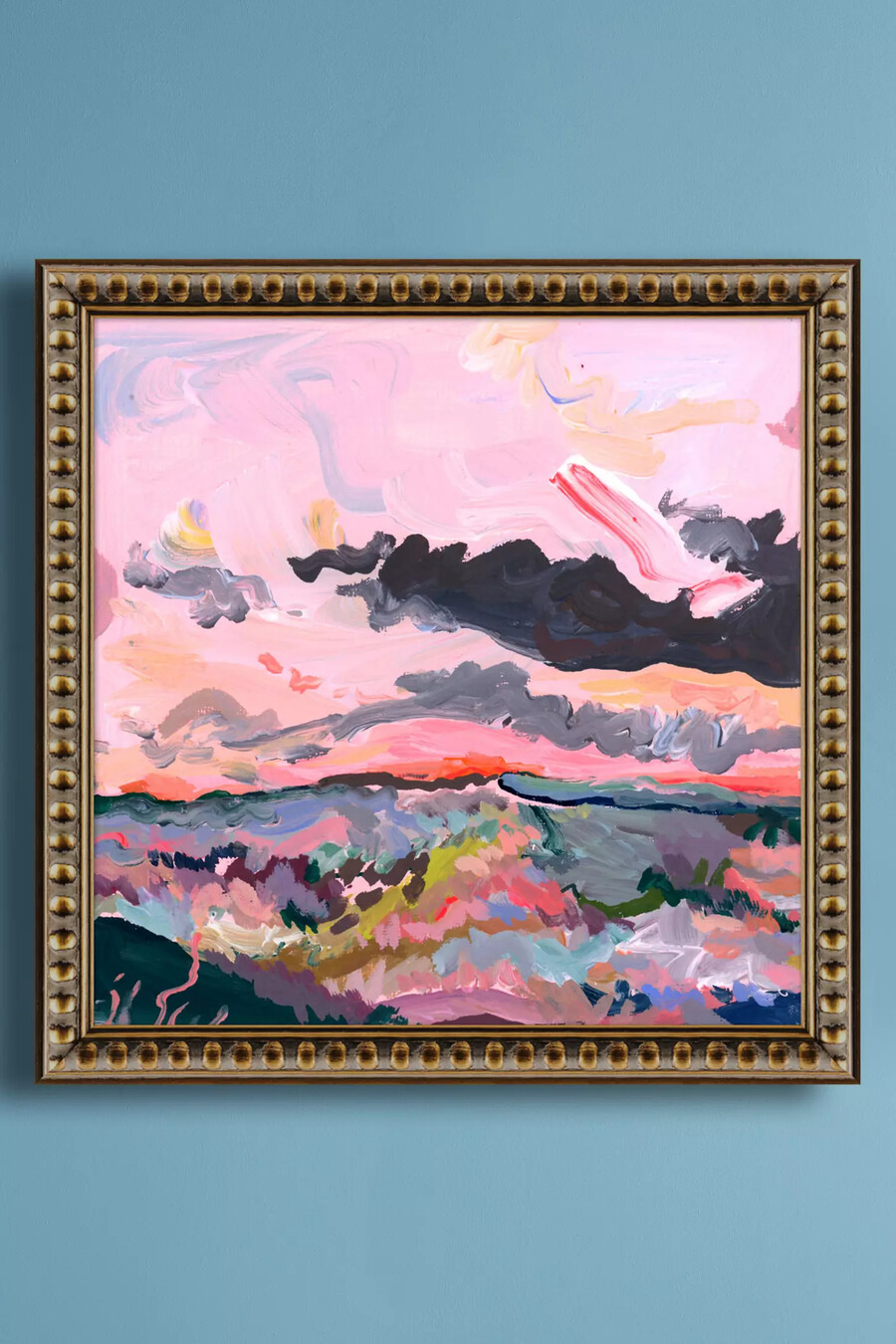 väggdekoration orange sol i rosa himmel av kt smail