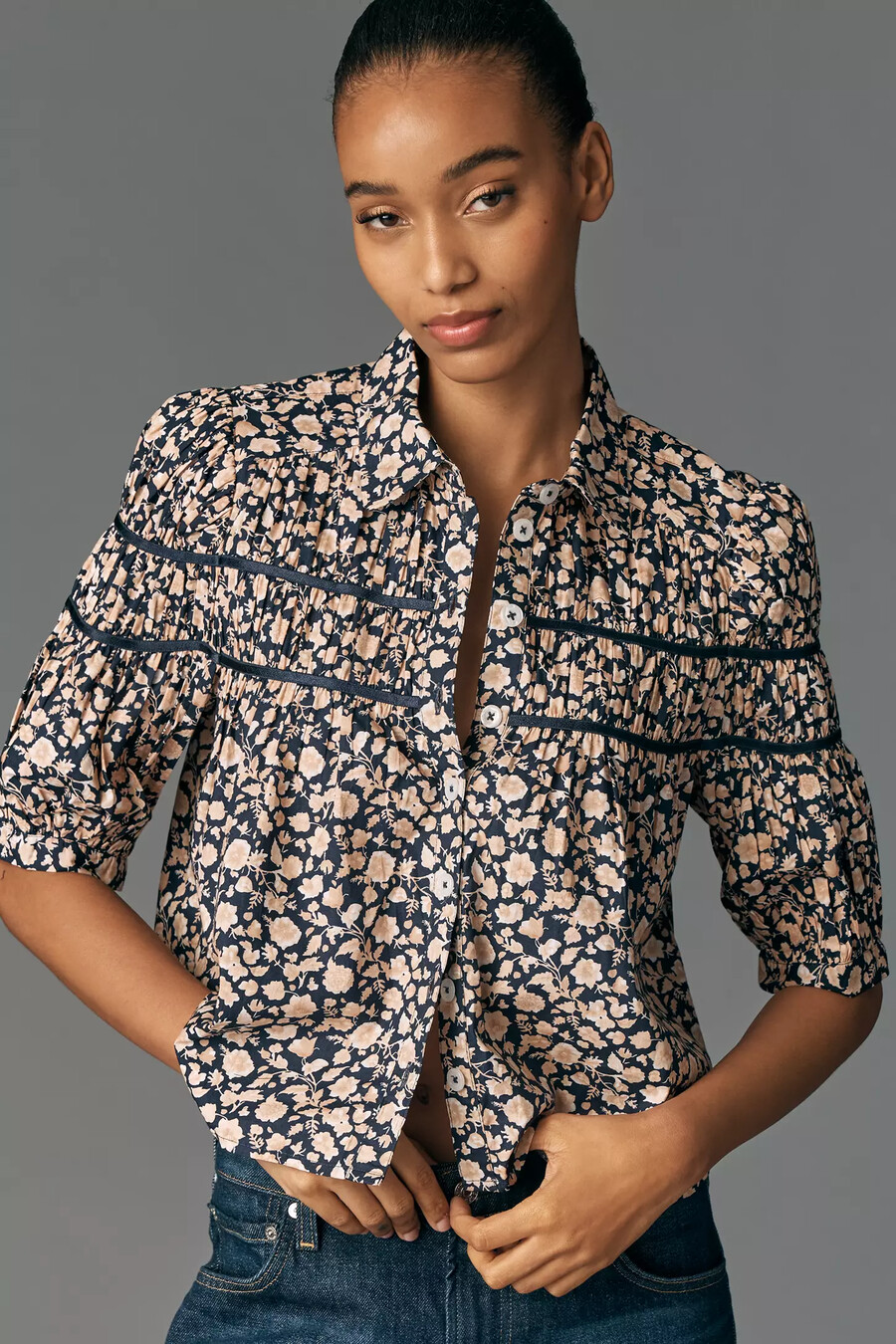 leandra shirred yoke-blusen från maeve