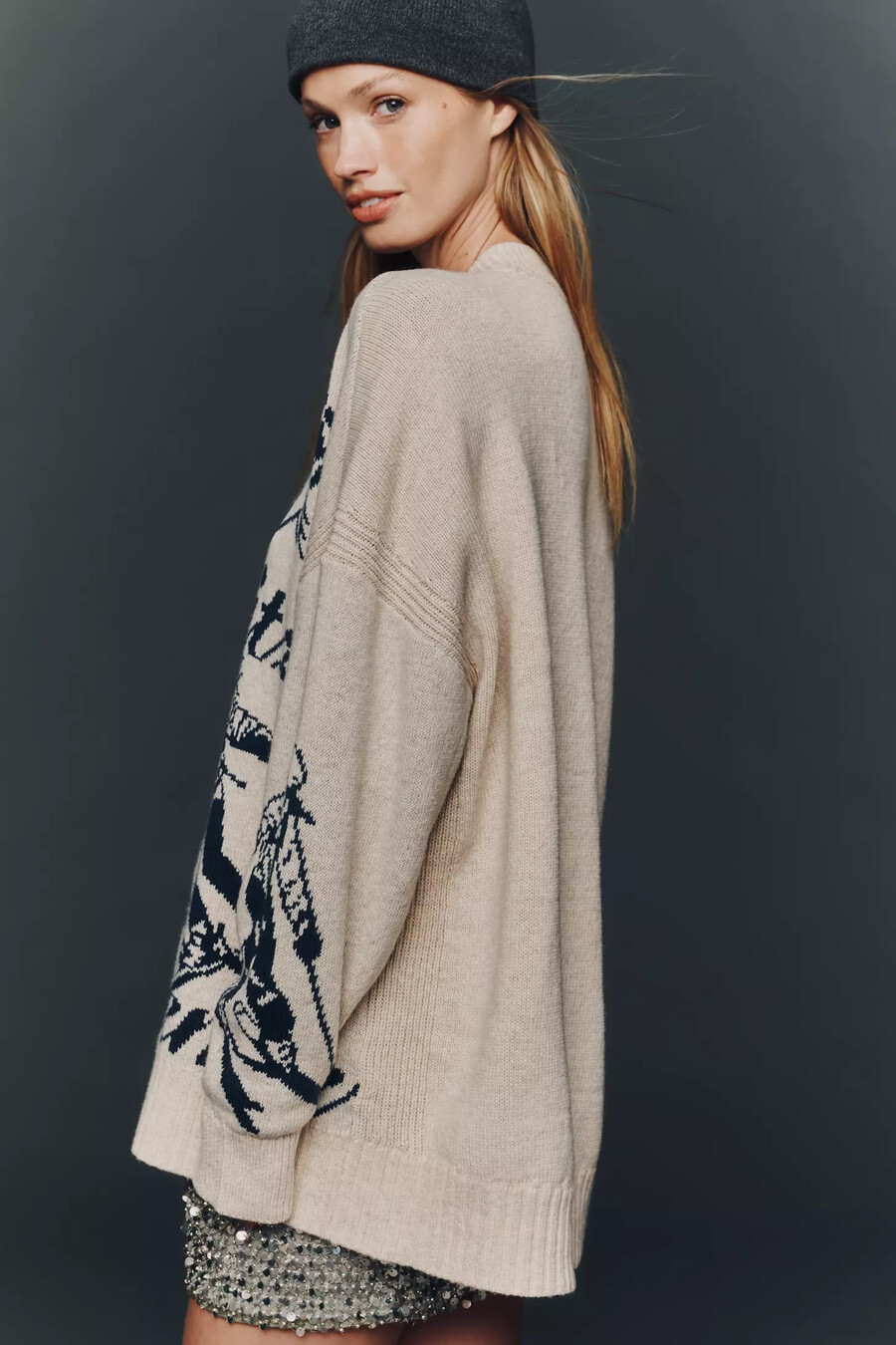 maeve oversized grafisk rundringad tröja