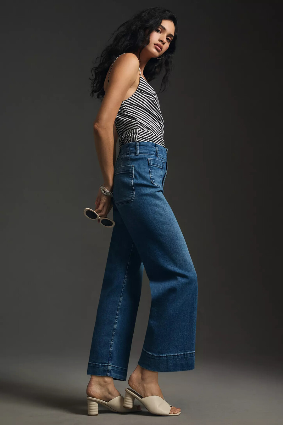 colette denim cropped wide leg jeans från maeve