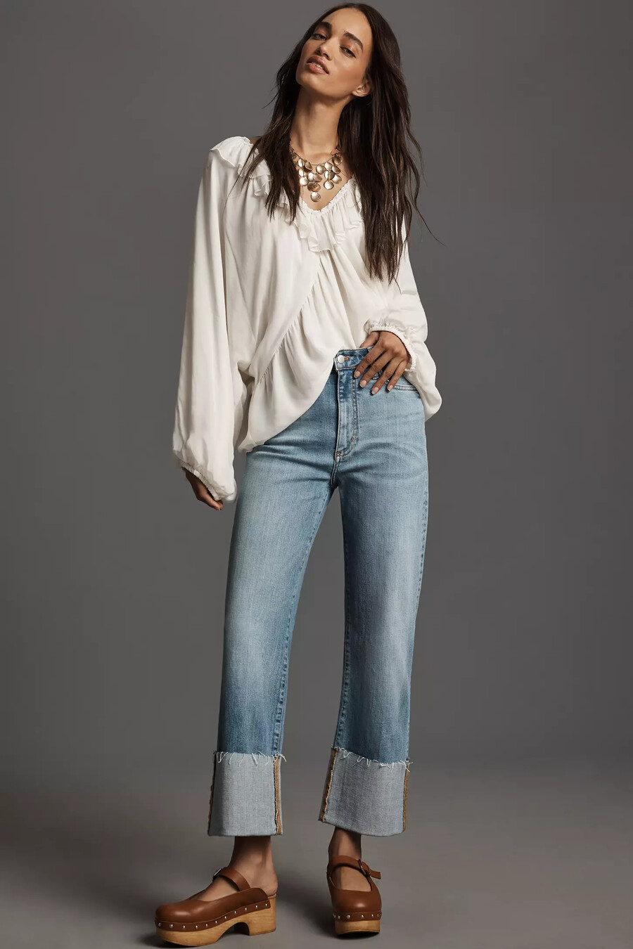 scotty cuffed high-made straight leg jeans från pilcro