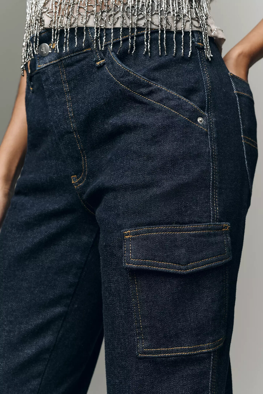 pilcro dylan mellanhöga raka jeans med puddle-ben