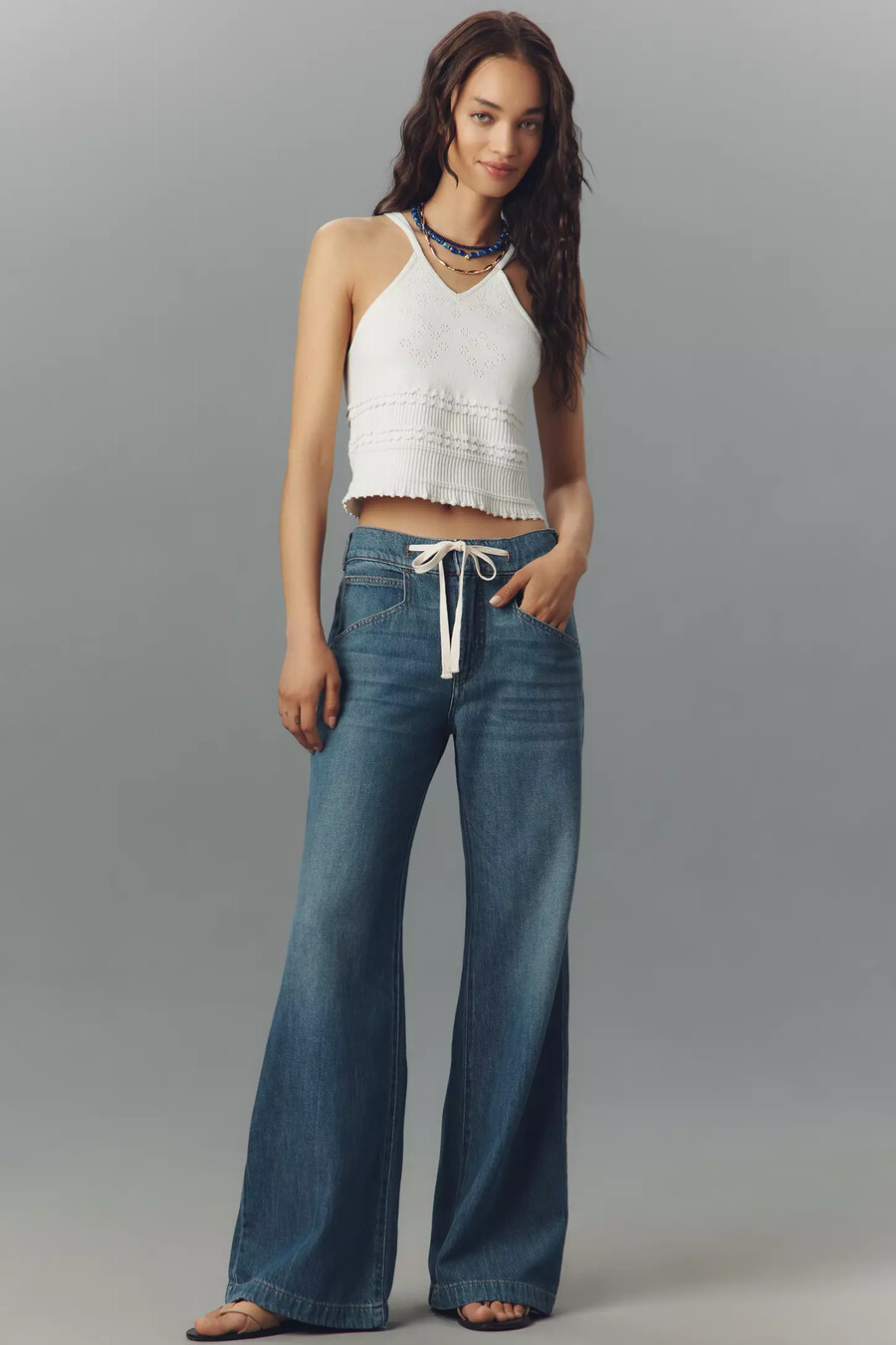 pilcro högmidjade utsvängda jeans