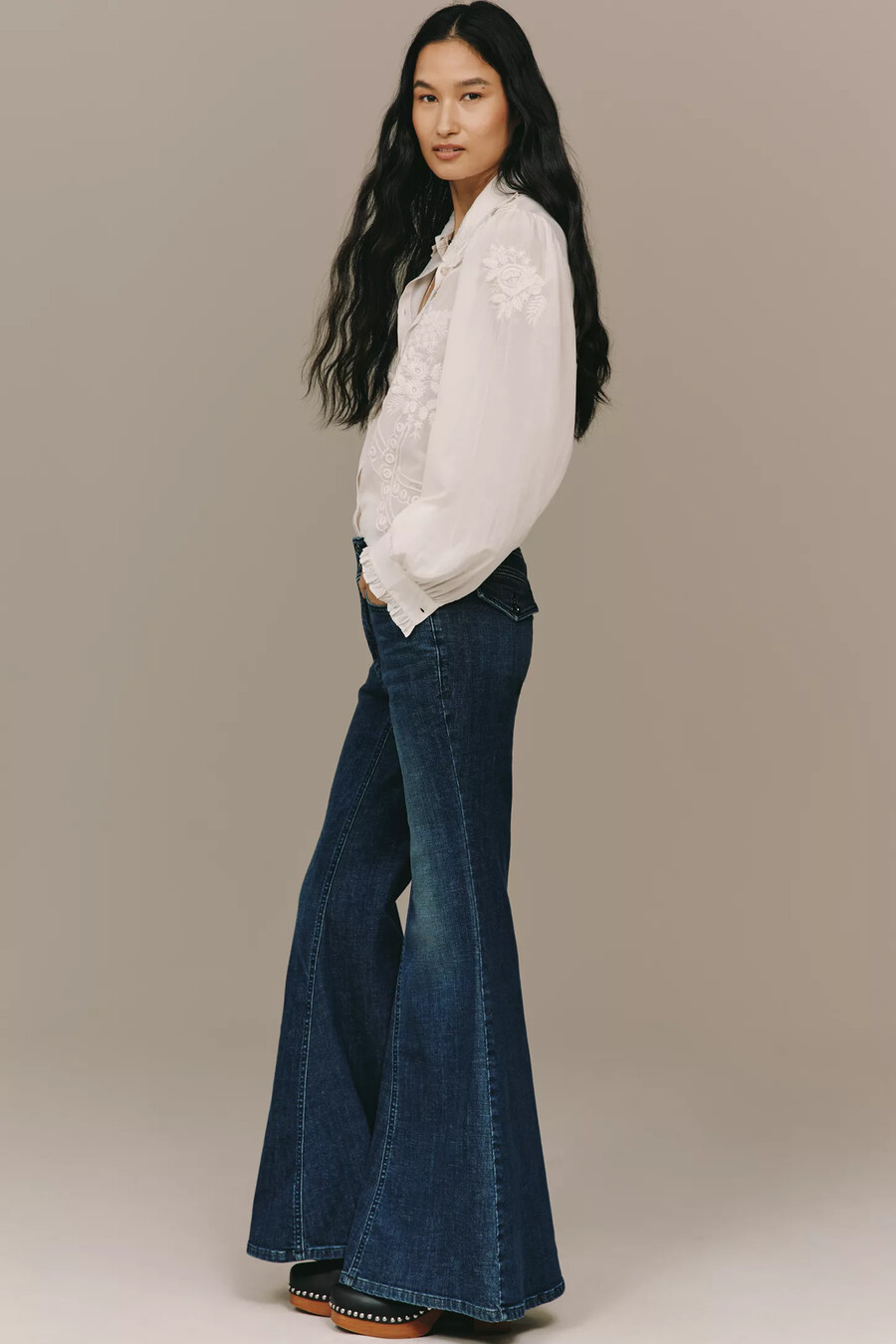 pilcro brigitte utsvängda jeans med hög midja