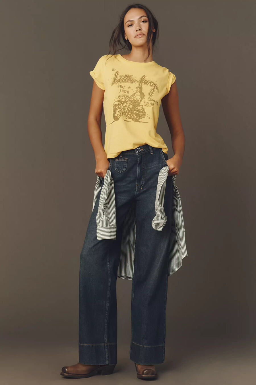 pilcro gilligan högmidjade utsvängda jeans