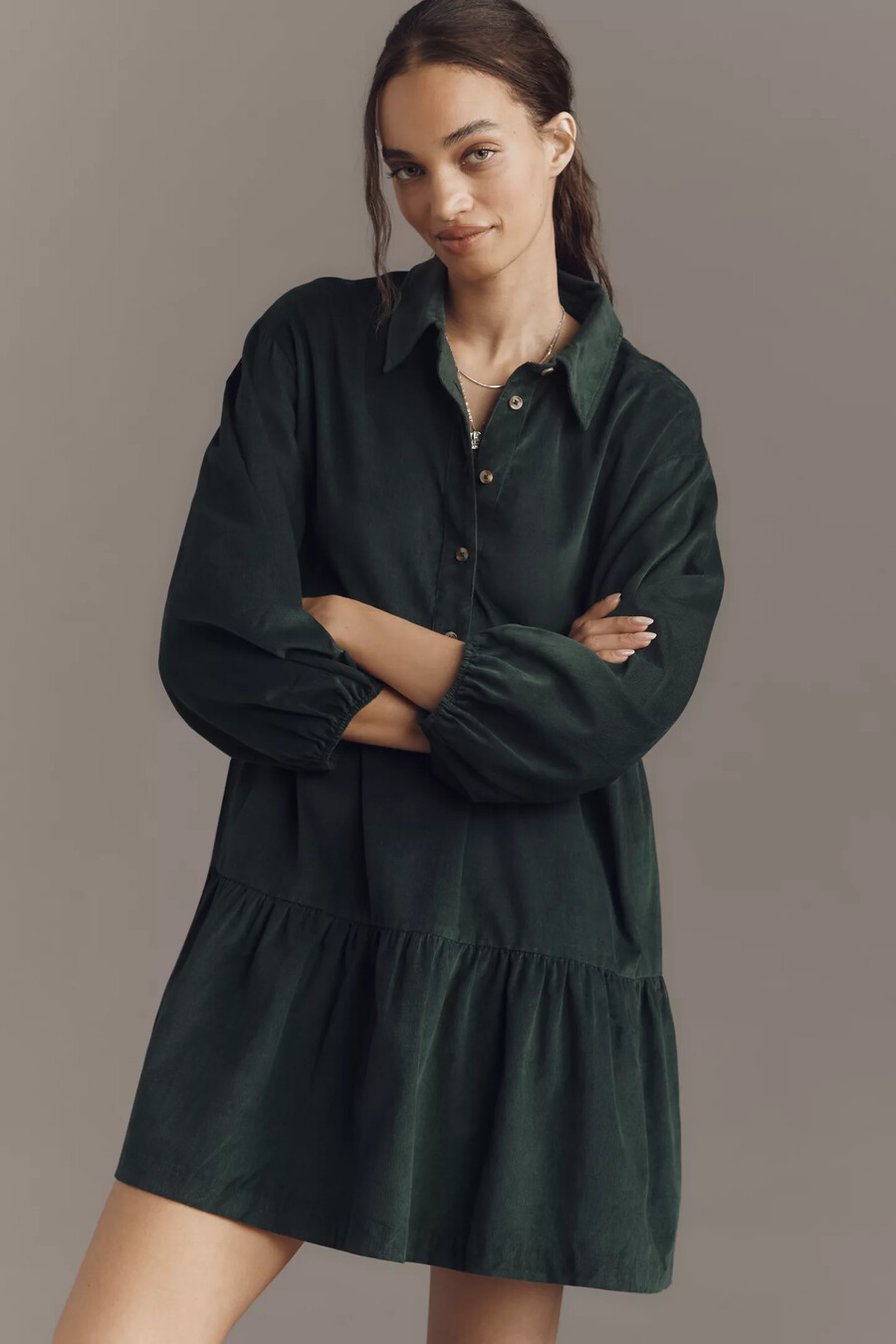 bettina tiered skjortklänning från maeve mini corduroy edition