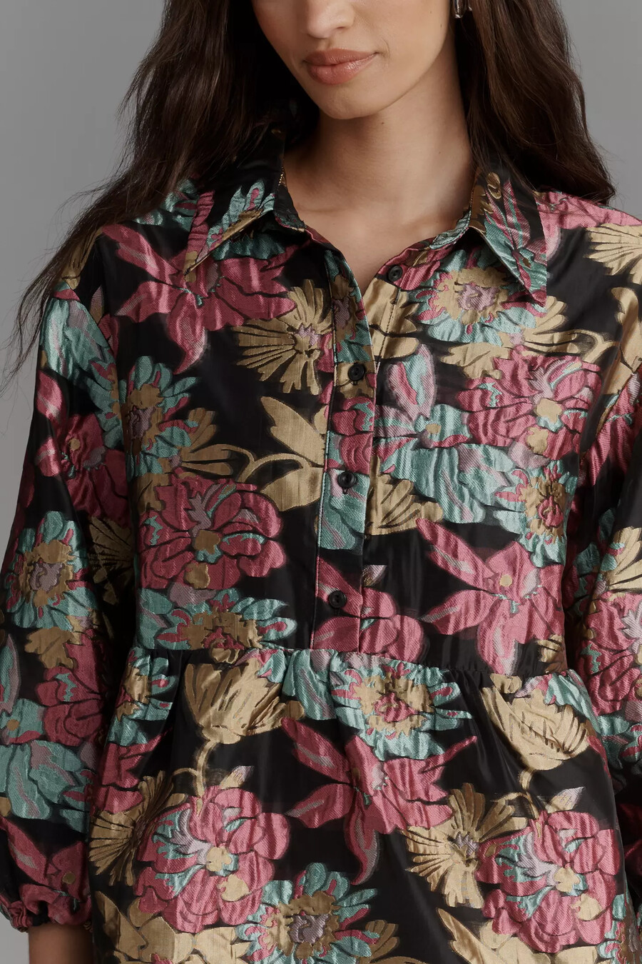bettina tiered jacquard mini skjortklänning från maeve