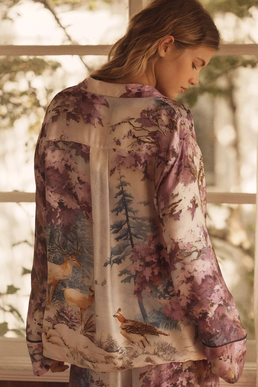 by anthropologie överdimensionerad pyjamasskjorta med knappar framtill