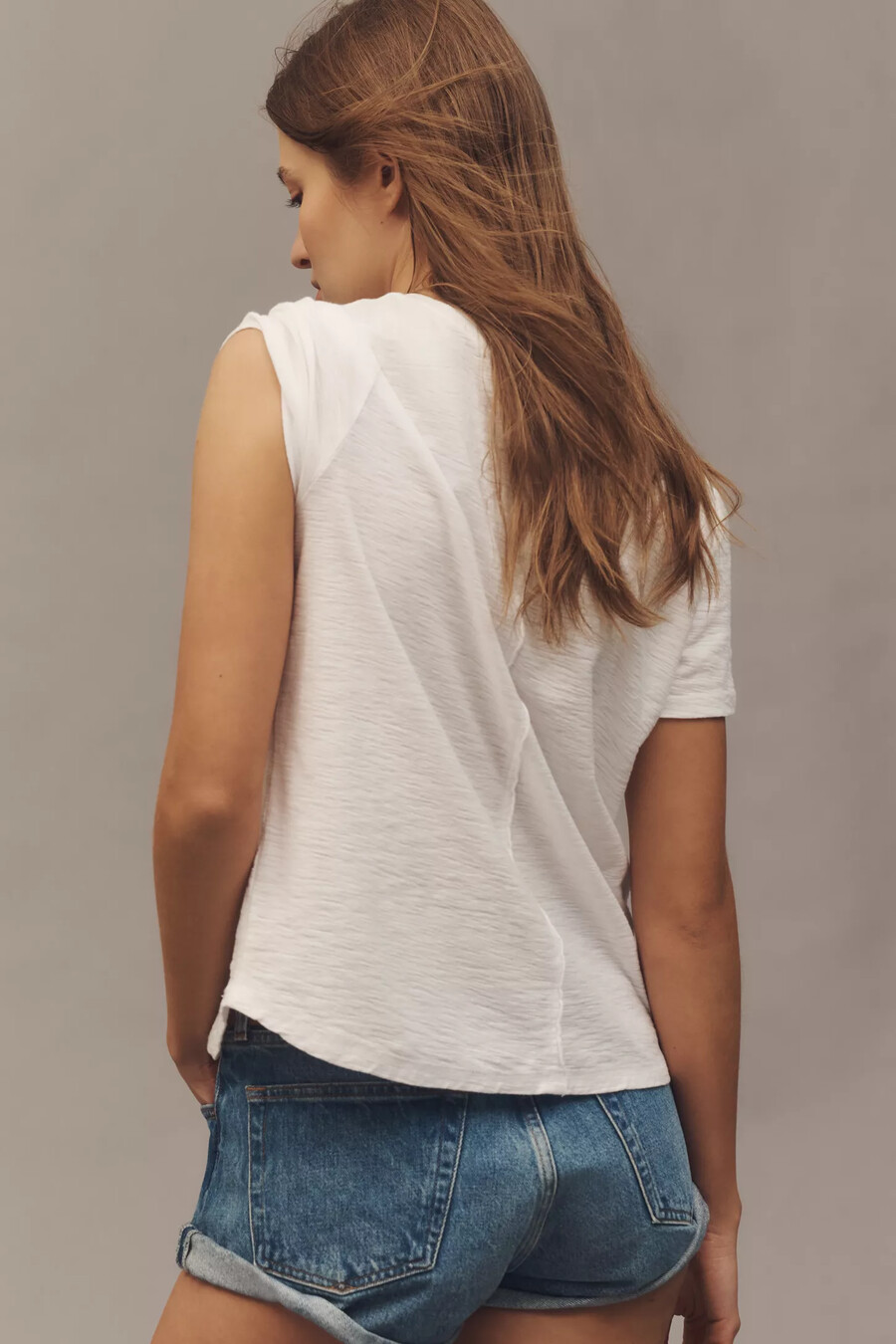 bennie slim rundringad bomulls-slub t-shirt från pilcro