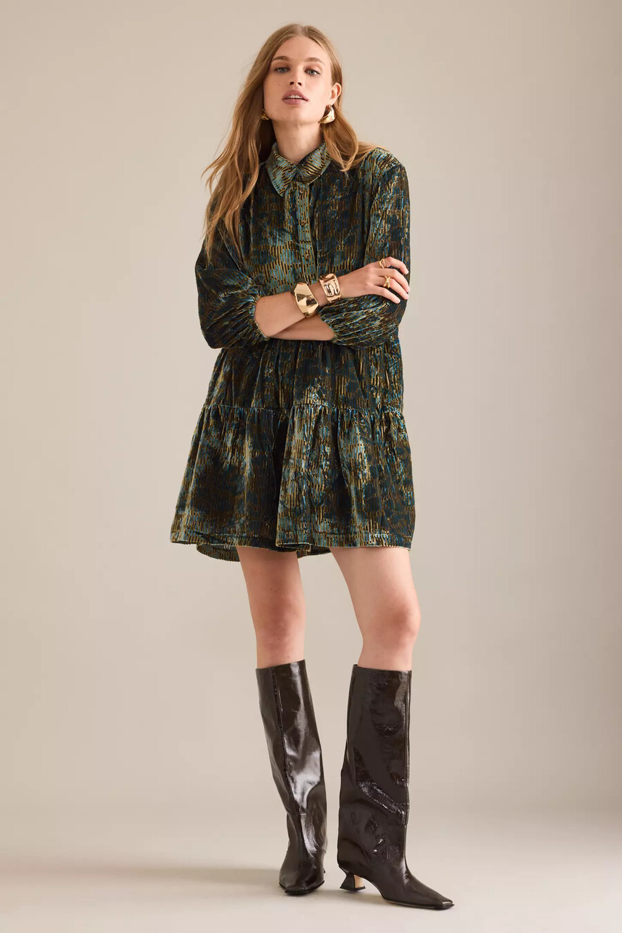 bettina tiered skjortklänning från maeve mini velvet edition