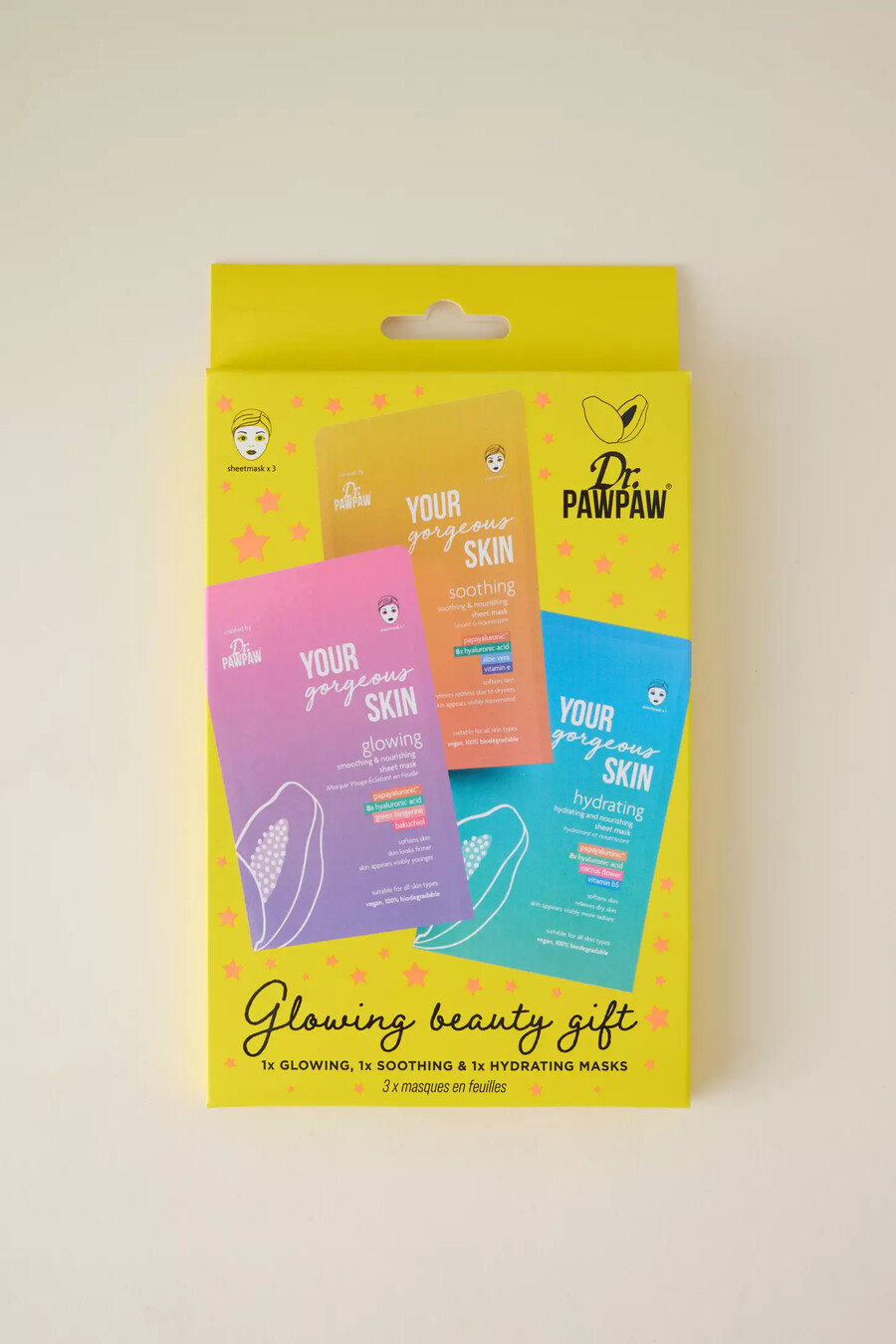 dr. paw paw glowing beauty sheet mask presentset
