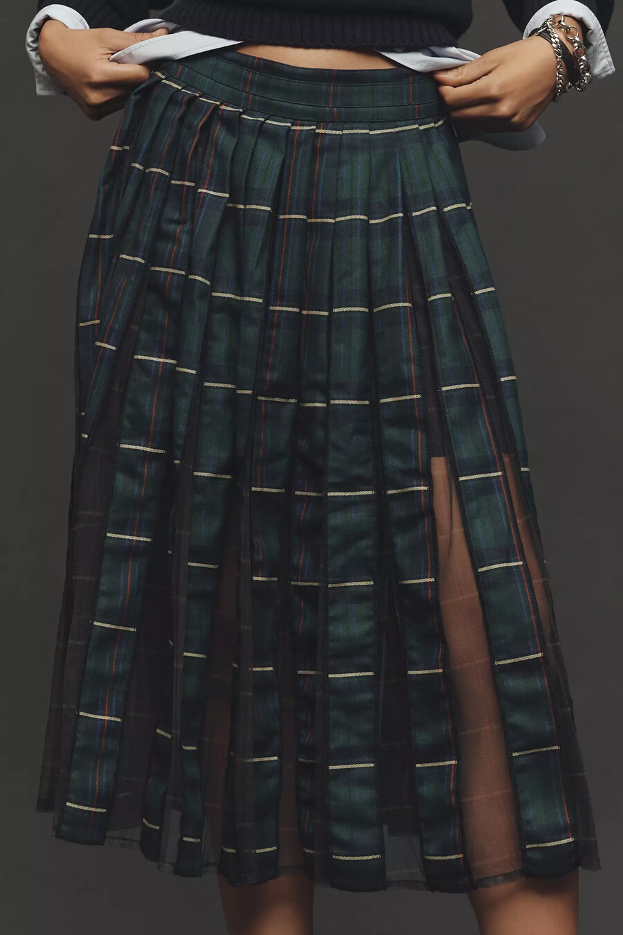 maeve plisserad tyllknälång kjol