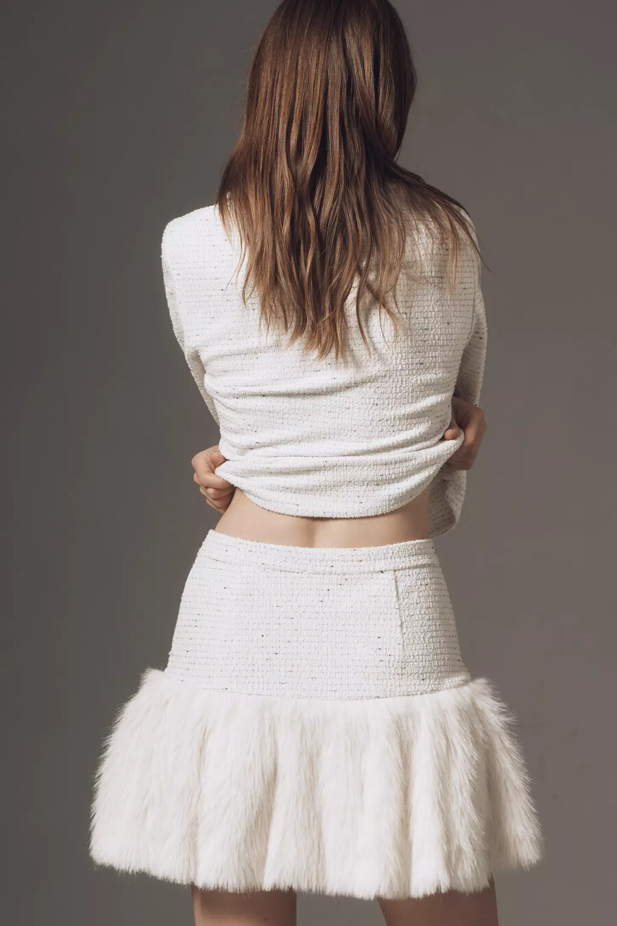 maeve twofer faux-fur mini skort