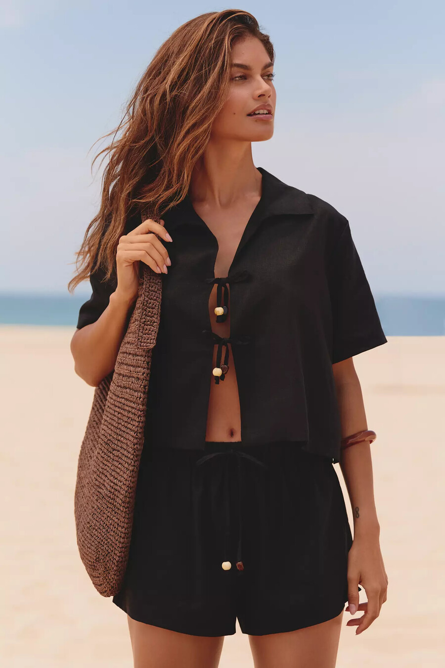 seafolly palermo crop top med knytband framtill