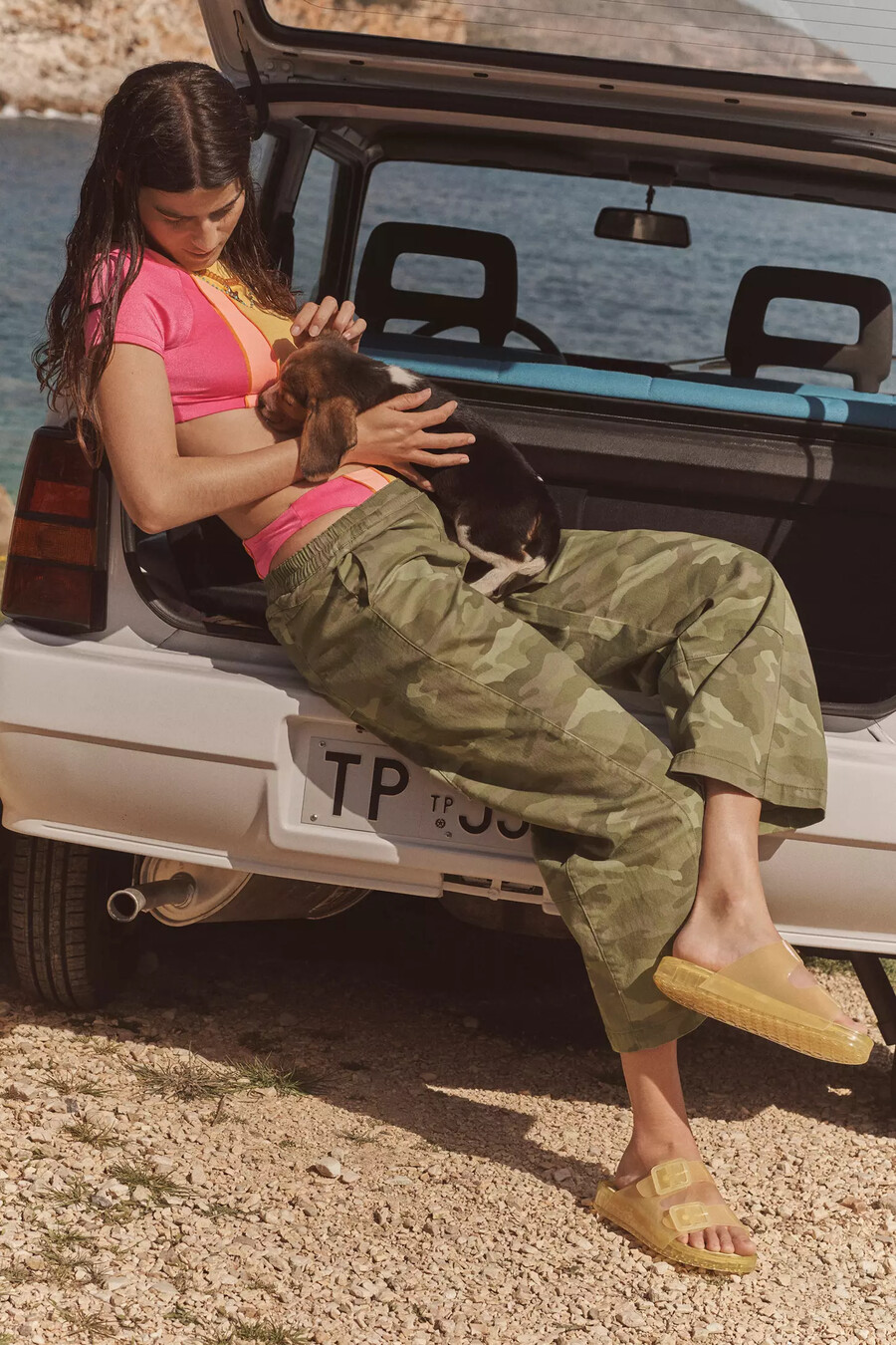 izzie relaxed pull-on barrel trousers från pilcro tryckt twill-utgåva