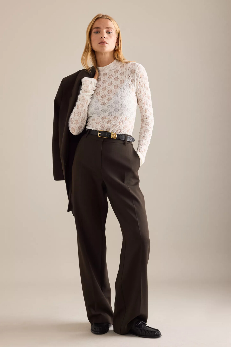 selected rita mid-rise wide leg byxor
