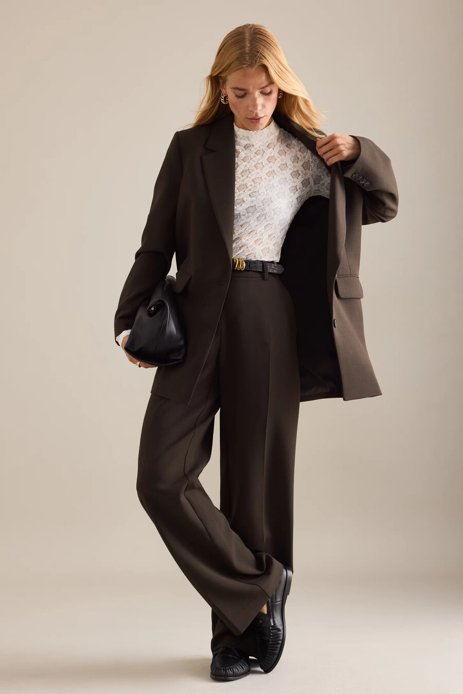 selected rita mid-rise wide leg byxor