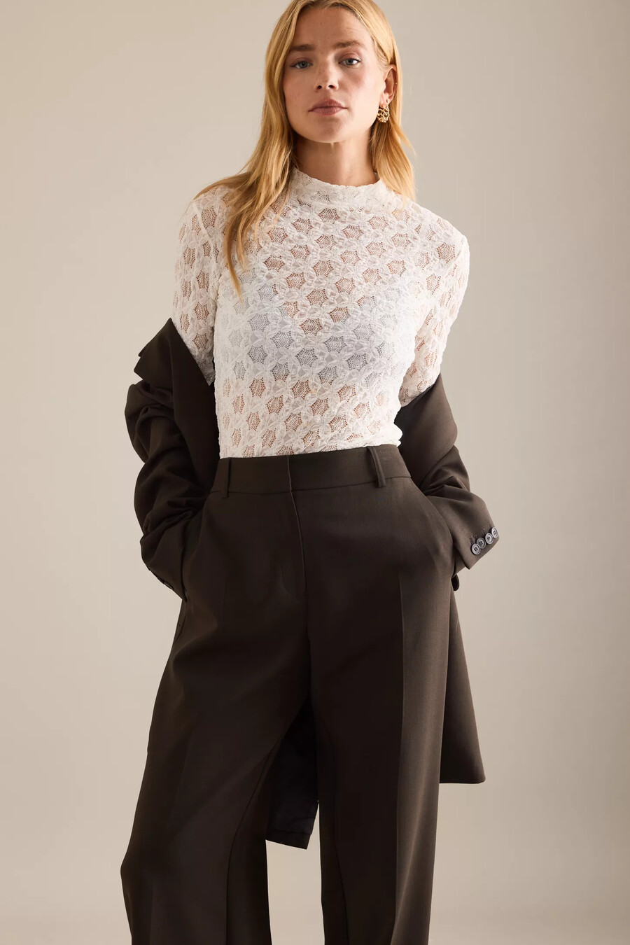 selected rita mid-rise wide leg byxor