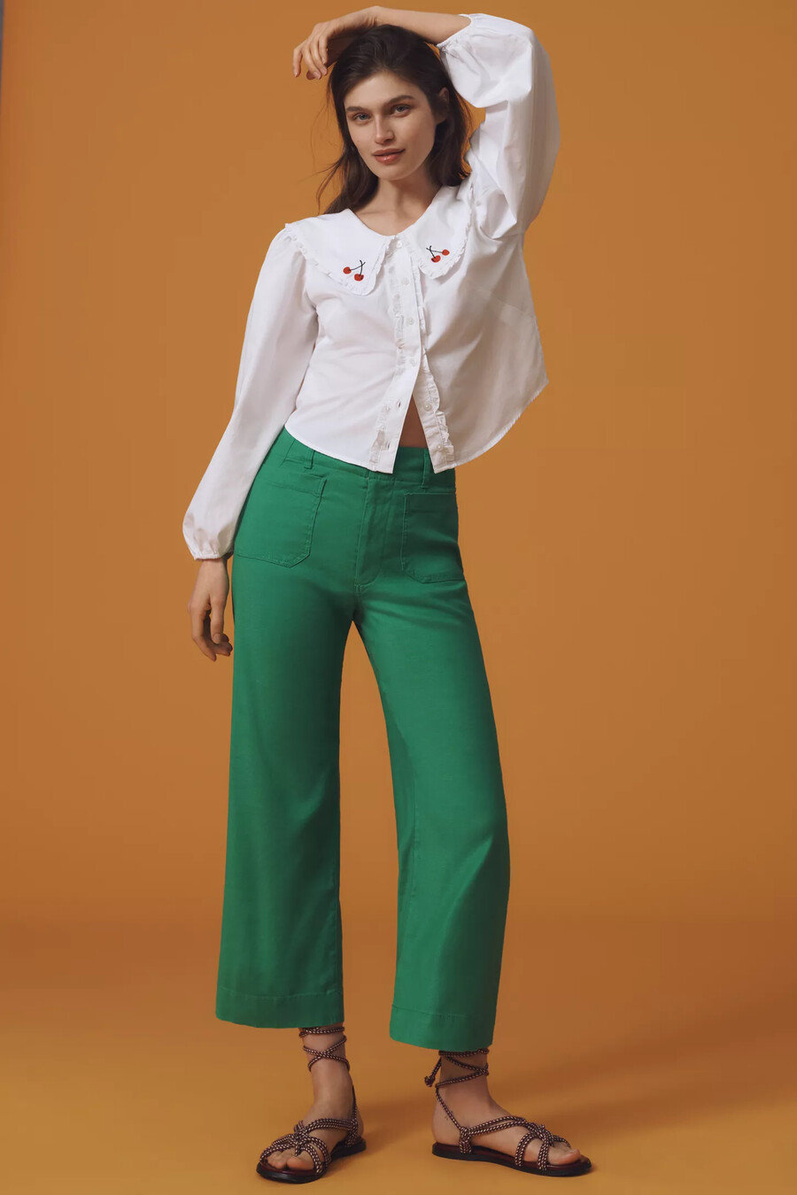 colette cropped wide leg-byxor från maeve linneutgåva