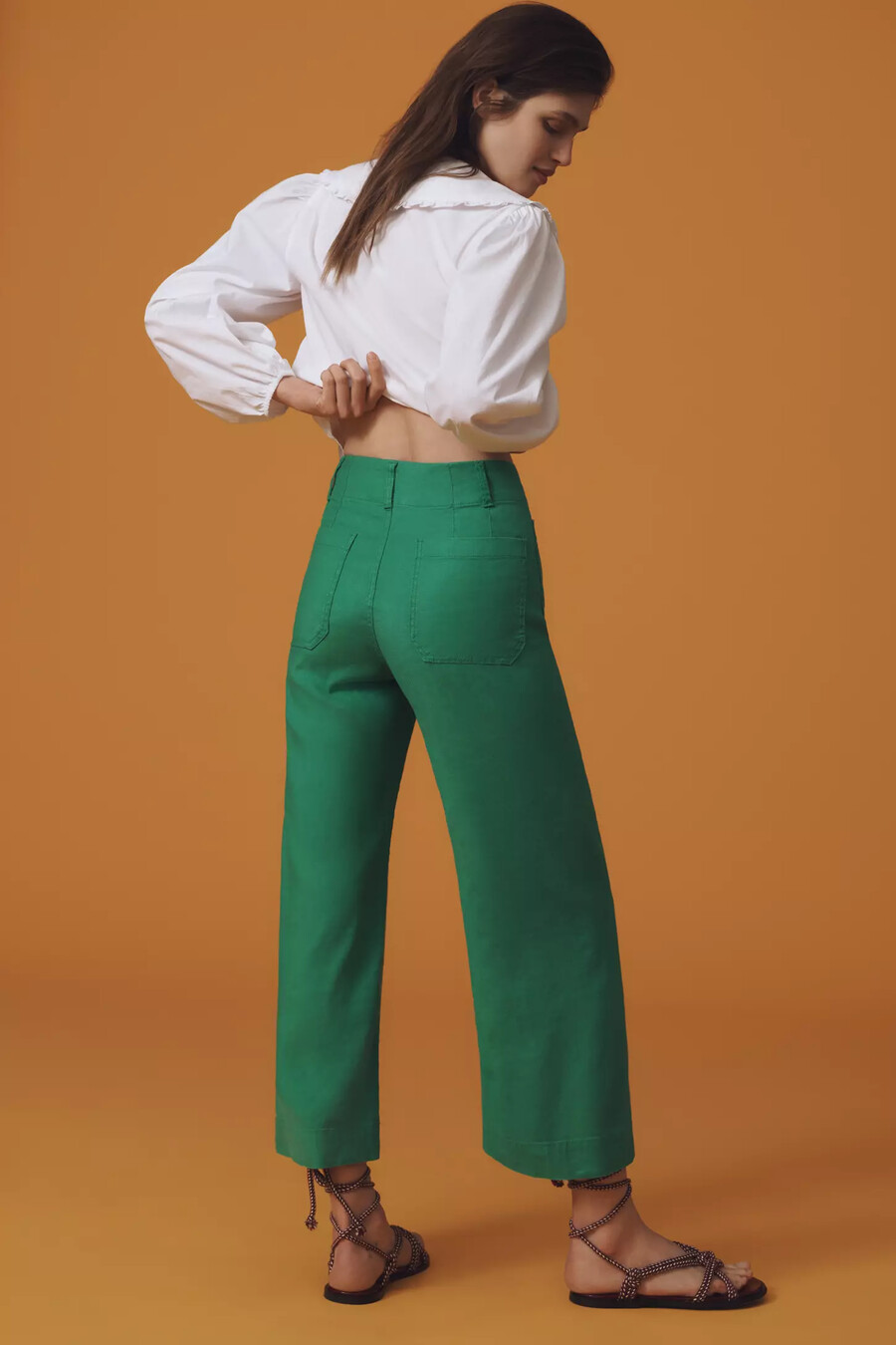 colette cropped wide leg-byxor från maeve linneutgåva
