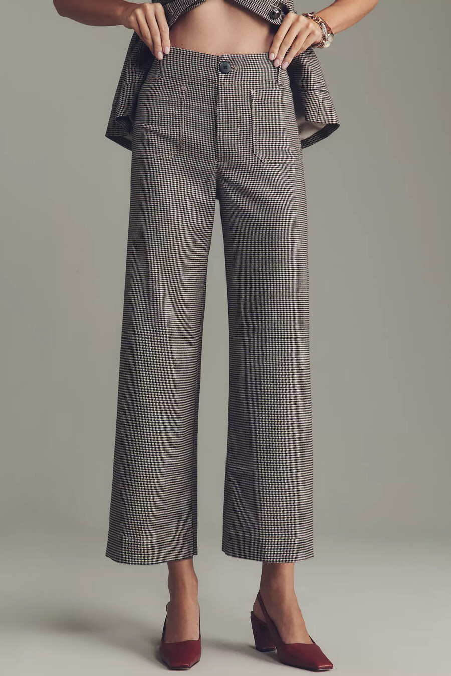 colette houndstooth crop wide leg-byxor från maeve