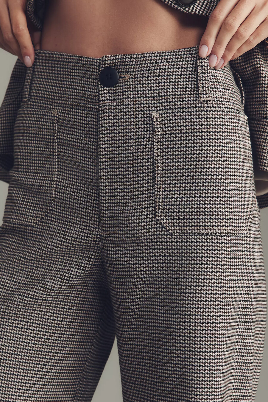 colette houndstooth crop wide leg-byxor från maeve