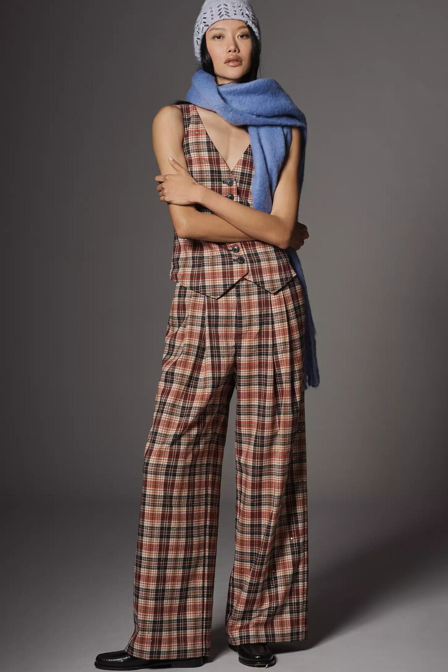 avery sparkle pleated wide leg-byxorna från maeve