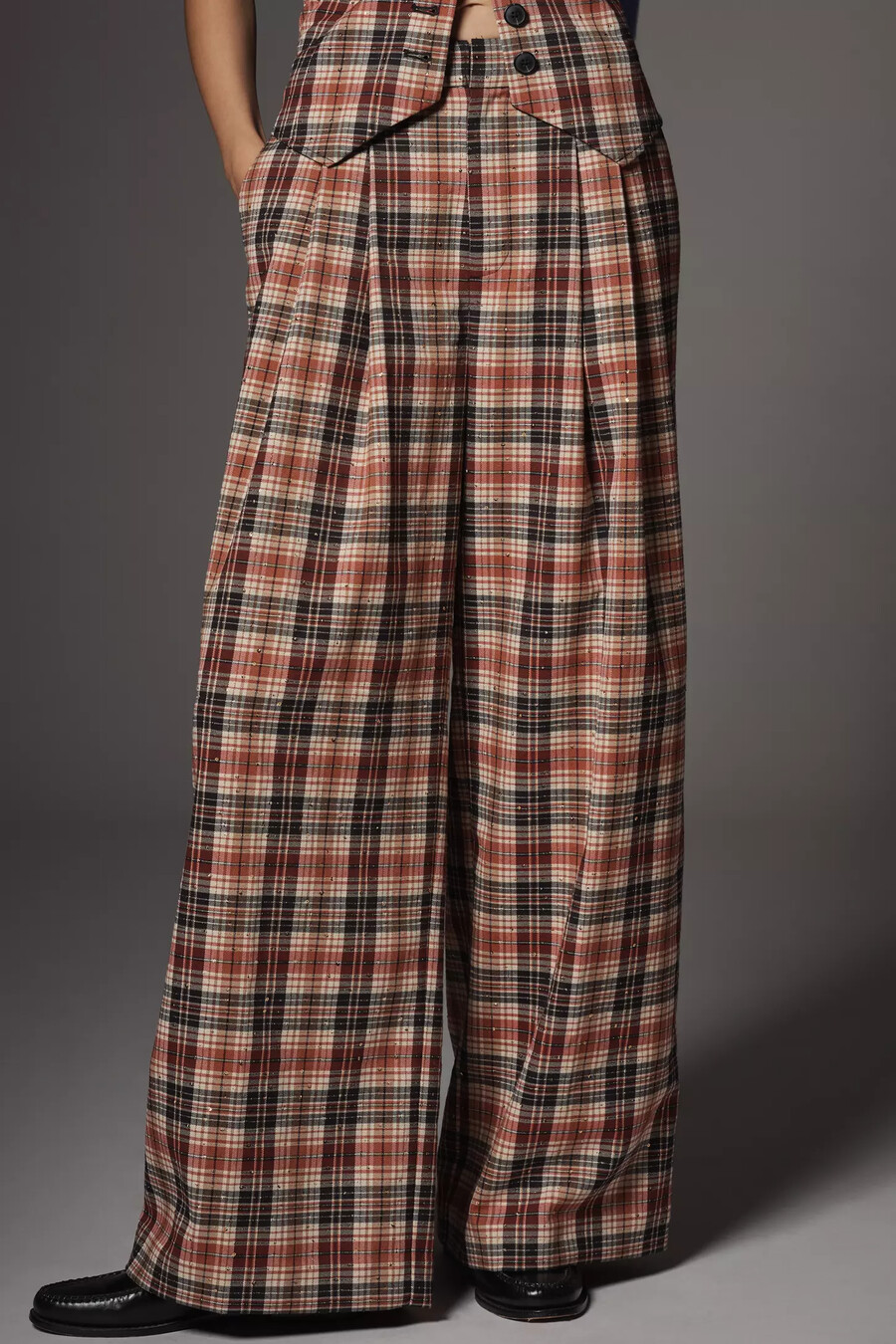 avery sparkle pleated wide leg-byxorna från maeve